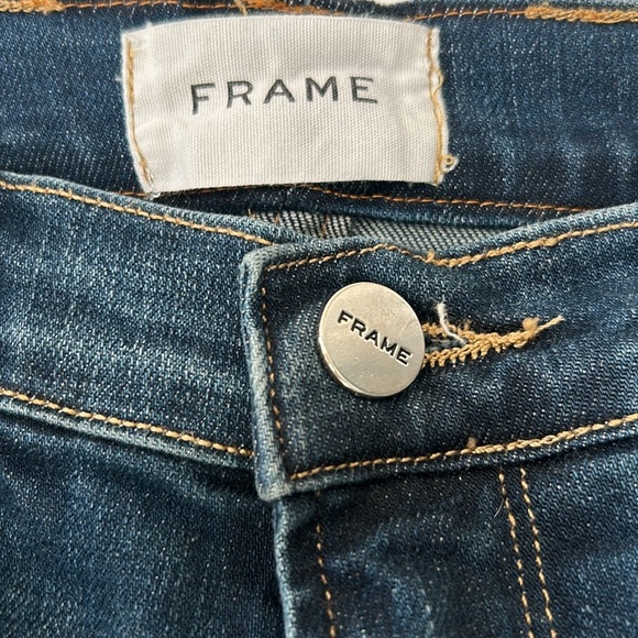 FRAME Le Garcon Blue Jeans w Distressed Knee, Caribou, Sz 24/25 w MEASUREMENTS - Picture 6 of 14